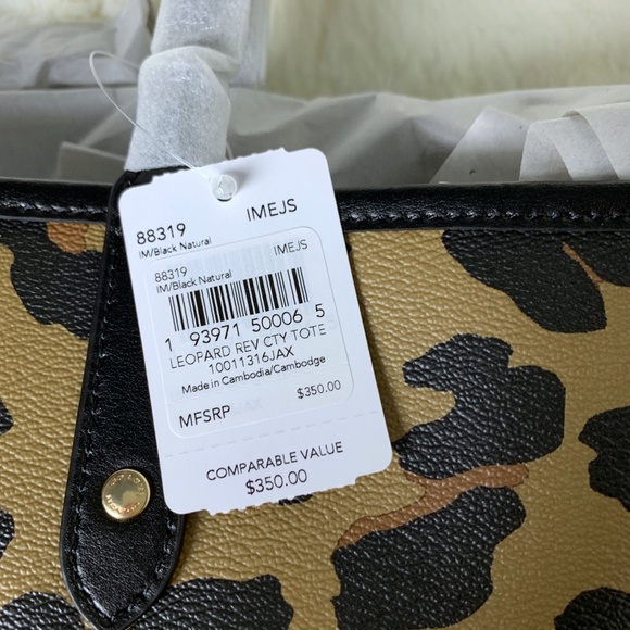 🐆Coach Reversible City Tote Animal Print/black - Picture 8 of 8